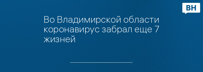 Во Владимирской области коронавирус забрал еще 7 жизней