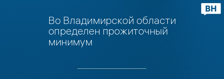 Во Владимирской области определен прожиточный минимум