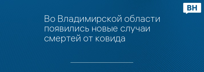 Во Владимирской области появились новые случаи смертей от ковида