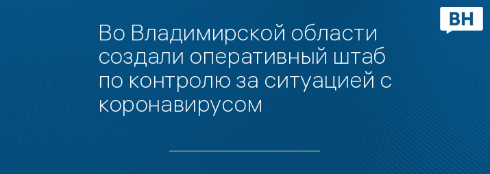 Во Владимирской области создали оперативный штаб по контролю за ситуацией с коронавирусом