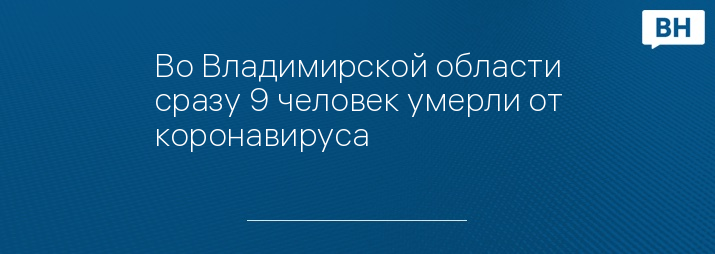 Во Владимирской области сразу 9 человек умерли от коронавируса