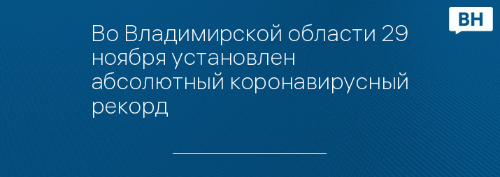 Во Владимирской области 29 ноября установлен абсолютный коронавирусный рекорд