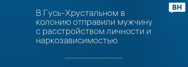 В Гусь-Хрустальном в колонию отправили мужчину с расстройством личности и наркозависимостью