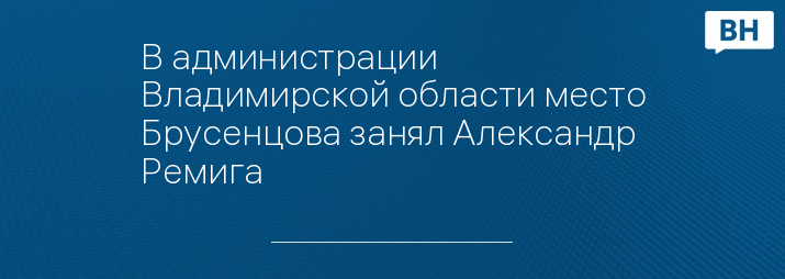 В администрации Владимирской области место Брусенцова занял Александр Ремига