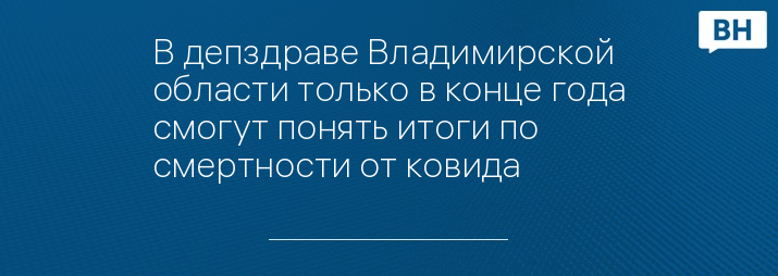 В депздраве Владимирской области только в конце года смогут понять итоги по смертности от ковида