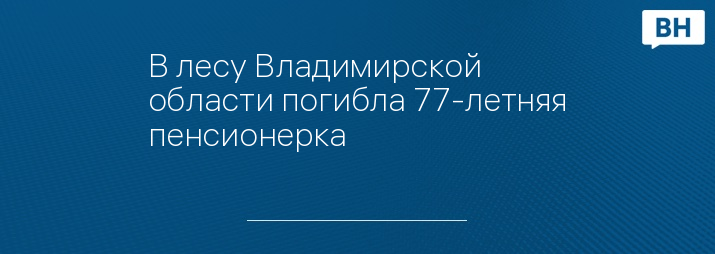 В лесу Владимирской области погибла 77-летняя пенсионерка