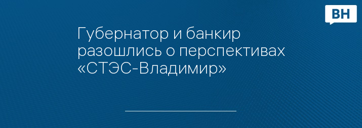 Губернатор и банкир разошлись о перспективах «СТЭС-Владимир» 