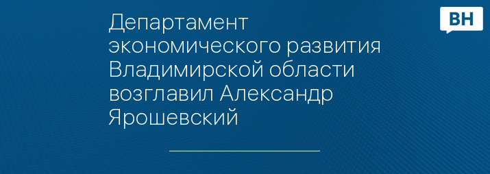 Департамент экономического развития Владимирской области возглавил Александр Ярошевский