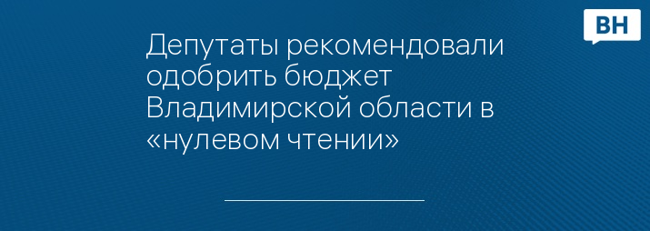 Депутаты рекомендовали одобрить бюджет Владимирской области в «нулевом чтении»