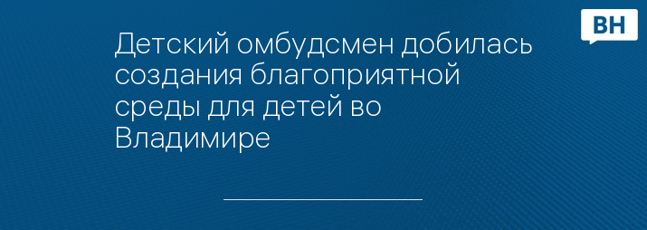 Детский омбудсмен добилась создания благоприятной среды для детей во Владимире