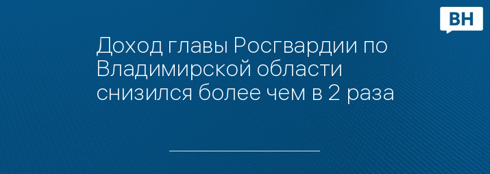 Доход главы Росгвардии по Владимирской области снизился более чем в 2 раза