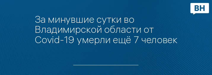 За минувшие сутки во Владимирской области от Covid-19 умерли ещё 7 человек