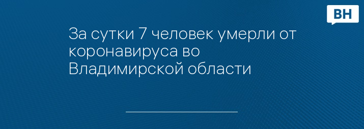 За сутки 7 человек умерли от коронавируса во Владимирской области