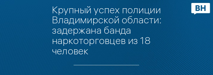 Крупный успех полиции Владимирской области: задержана банда наркоторговцев из 18 человек