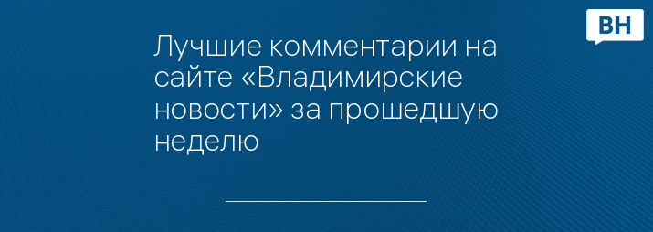 Лучшие комментарии на сайте «Владимирские новости» за прошедшую неделю