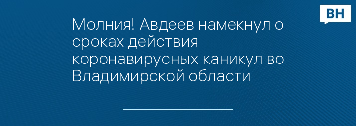 Молния! Авдеев намекнул о сроках действия коронавирусных каникул во Владимирской области