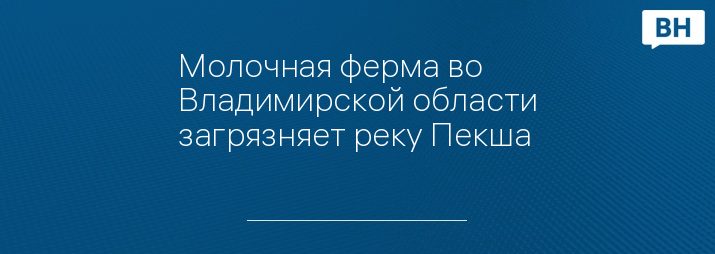 Молочная ферма во Владимирской области загрязняет реку Пекша