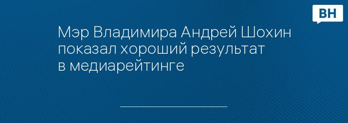 Мэр Владимира Андрей Шохин показал хороший результат в медиарейтинге