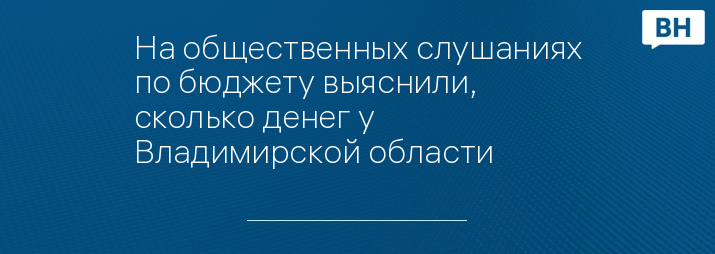 На общественных слушаниях по бюджету выяснили, сколько денег у Владимирской области