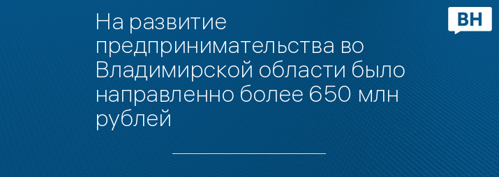 На развитие предпринимательства во Владимирской области было направленно более 650 млн рублей