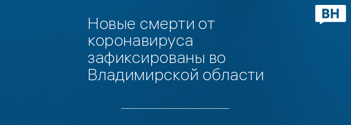 Новые смерти от коронавируса зафиксированы во Владимирской области