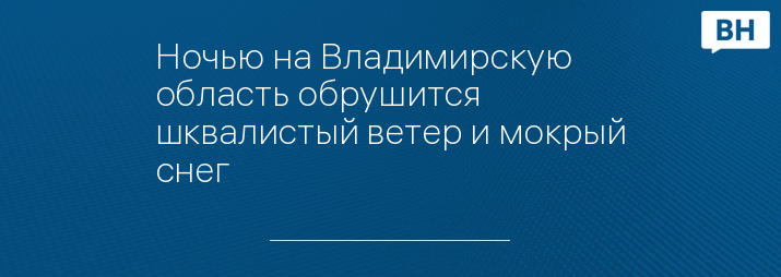 Ночью на Владимирскую область обрушится шквалистый ветер и мокрый снег