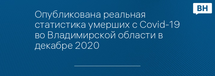 Опубликована реальная статистика умерших с Covid-19 во Владимирской области в декабре 2020