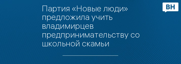 Партия «Новые люди» предложила учить владимирцев предпринимательству со школьной скамьи