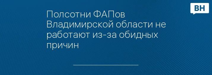 Полсотни ФАПов Владимирской области не работают из-за обидных причин