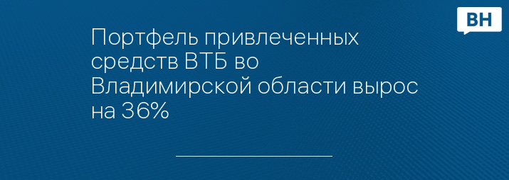 Портфель привлеченных средств ВТБ во Владимирской области вырос на 36%