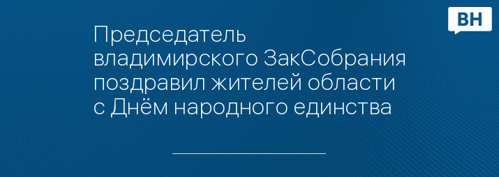 Председатель владимирского ЗакСобрания поздравил жителей области с Днём народного единства