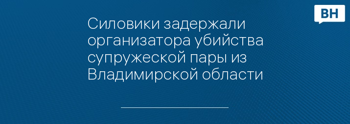 Силовики задержали организатора убийства супружеской пары из Владимирской области