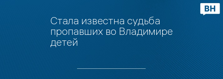 Стала известна судьба пропавших во Владимире детей