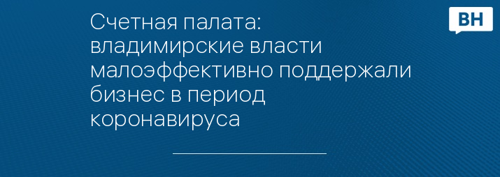 Счетная палата: владимирские власти малоэффективно поддержали бизнес в период коронавируса