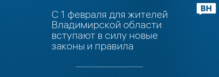 С 1 февраля для жителей Владимирской области вступают в силу новые законы и правила