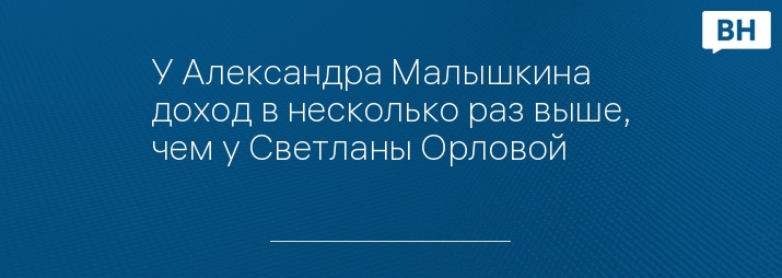У Александра Малышкина доход в несколько раз выше, чем у Светланы Орловой 