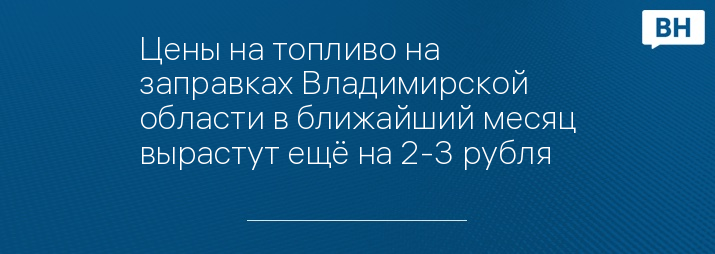 Цены на топливо на заправках Владимирской области в ближайший месяц вырастут ещё на 2-3 рубля