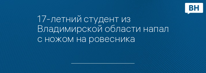 17-летний студент из Владимирской области напал с ножом на ровесника