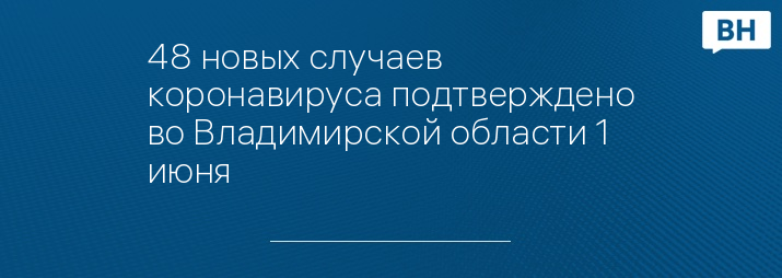 48 новых случаев коронавируса подтверждено во Владимирской области 1 июня