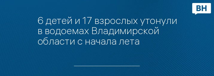 6 детей и 17 взрослых утонули в водоемах Владимирской области с начала лета