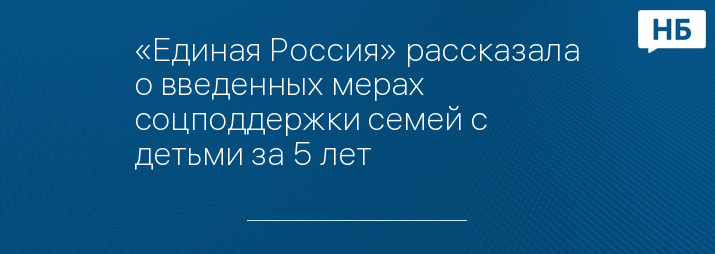 «Единая Россия» рассказала о введенных мерах соцподдержки семей с детьми за 5 лет