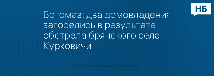 Богомаз: два домовладения загорелись в результате обстрела брянского села Курковичи