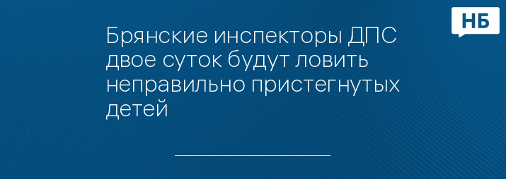 Брянские инспекторы ДПС двое суток будут ловить неправильно пристегнутых детей