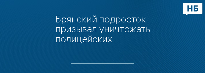 Брянский подросток призывал уничтожать полицейских