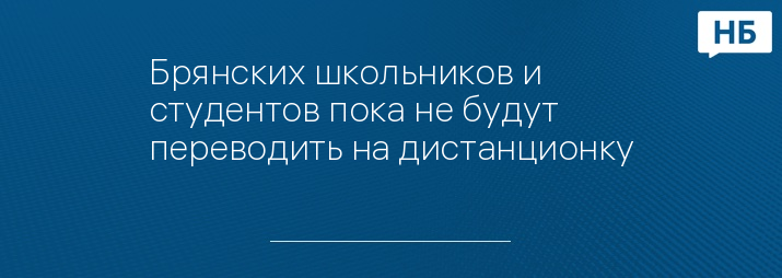 Брянских школьников и студентов пока не будут переводить на дистанционку