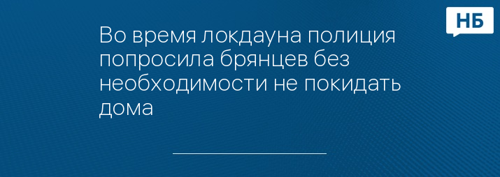 Во время локдауна полиция попросила брянцев без необходимости не покидать дома