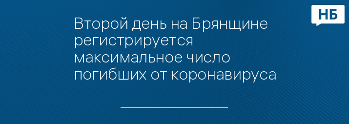 Второй день на Брянщине регистрируется максимальное число погибших от коронавируса