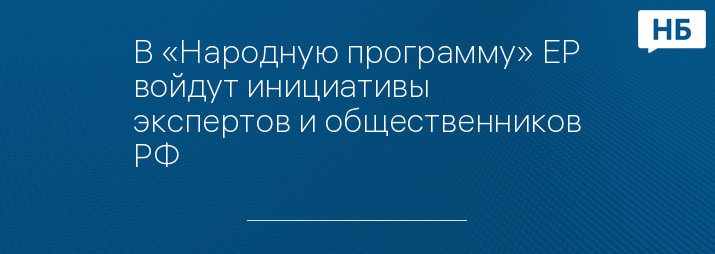 В «Народную программу» ЕР войдут инициативы экспертов и общественников РФ