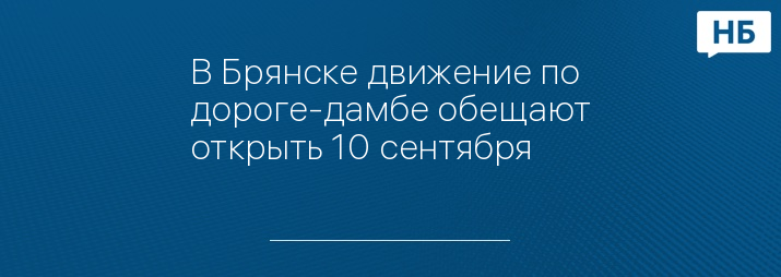 В Брянске движение по дороге-дамбе обещают открыть 10 сентября