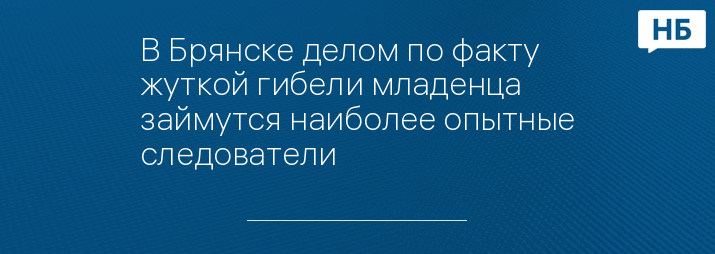 В Брянске делом по факту жуткой гибели младенца займутся наиболее опытные следователи